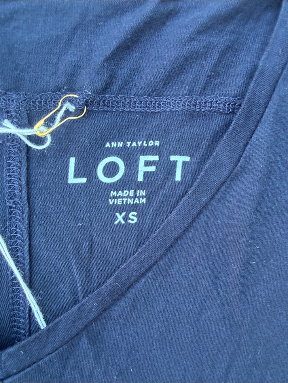 LOFT Navy V-Neck Short Sleeve Tee - Picture 2 of 3